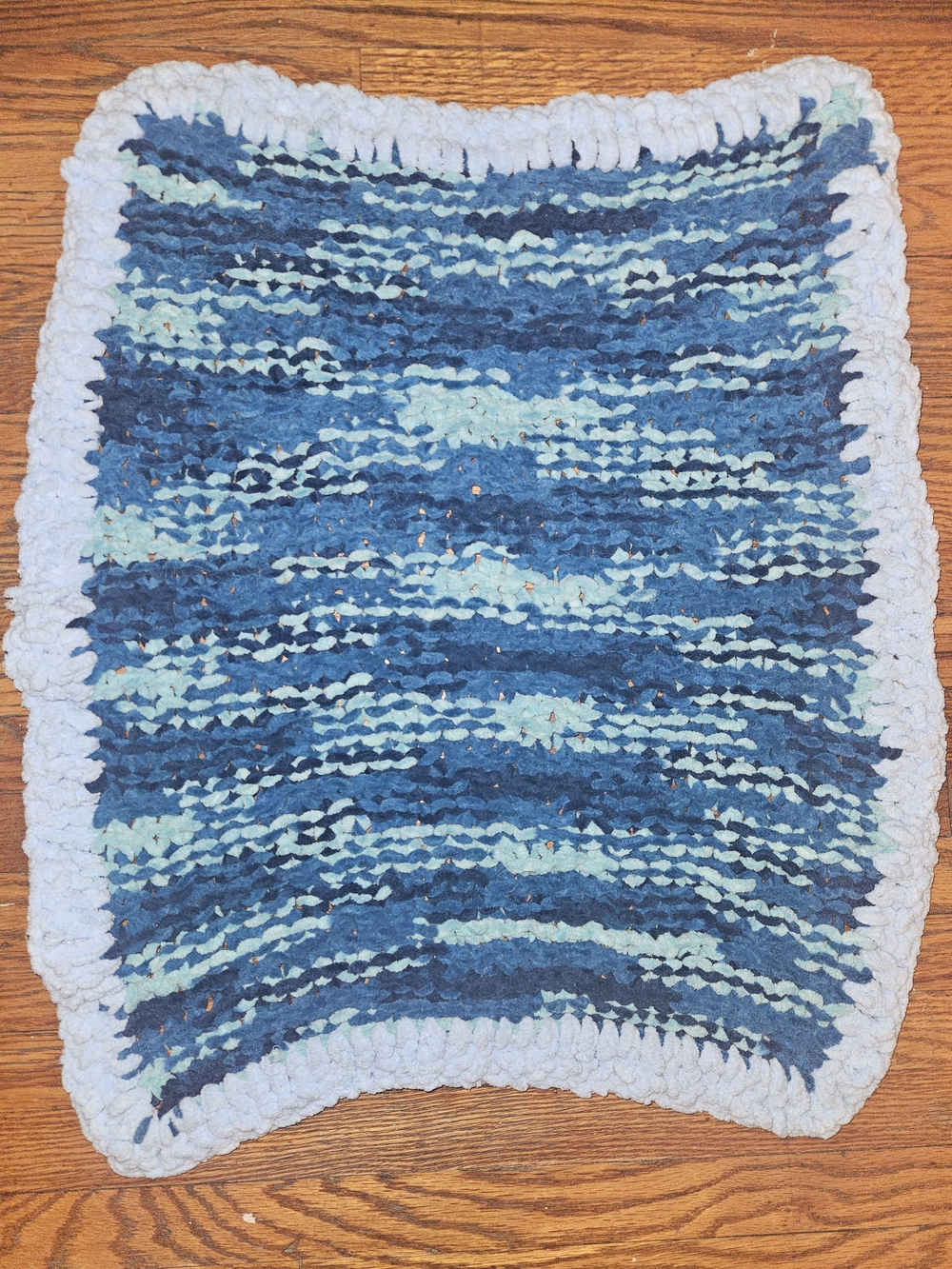 Handmade Blue and White Infant Blanket - Stroller/Car Seat Or Crib/Bassinet